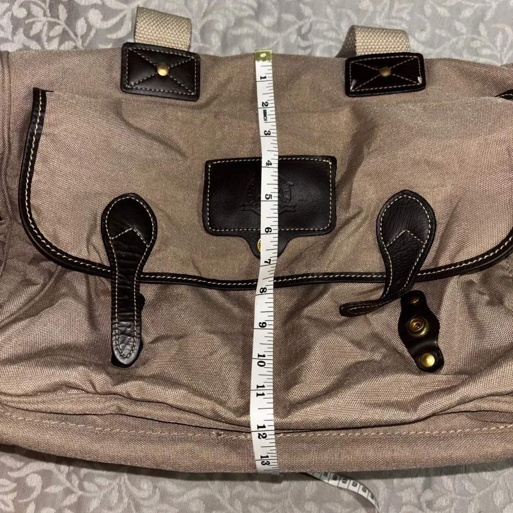 Eddie Bauer Ford Canvas Leather Trim Duffel Bag Weekender Travel Brown Luggage